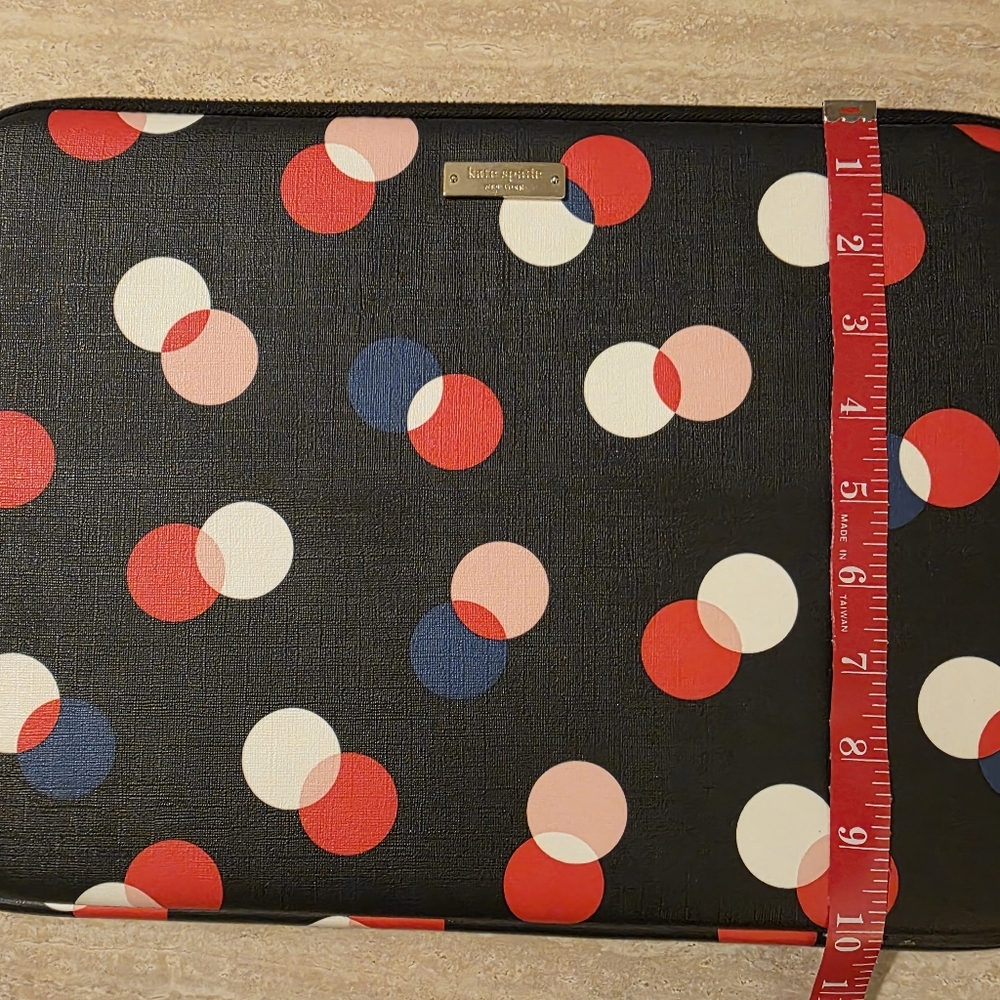 Kate Spade Black & Multicolor Polka Dot Zippered Laptop Sleeve/Case EUC - Picture 6 of 7